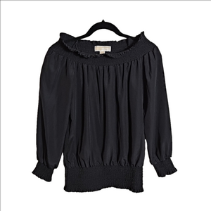 Michael By Michael Kors Black Off-Shoulder Blouse In Black Size Small